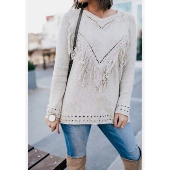 Show Me Your MuMu Frances mellow fringe boho pullover sweater - Picture 1 of 12